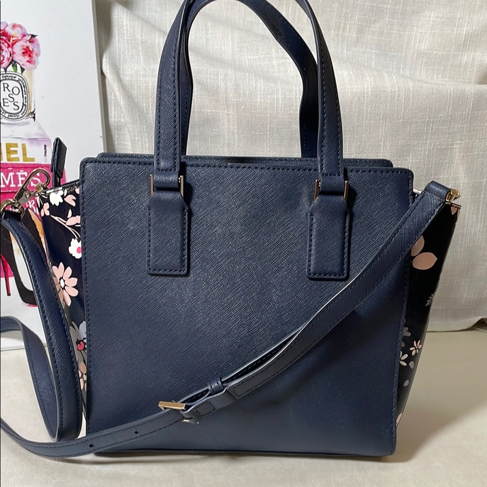 Kate Spade Cameron Street Blue Floral Satchel with Crossbody
Strap - Picture 7 of 16